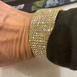 Yellow gold and crystal slip on bangle